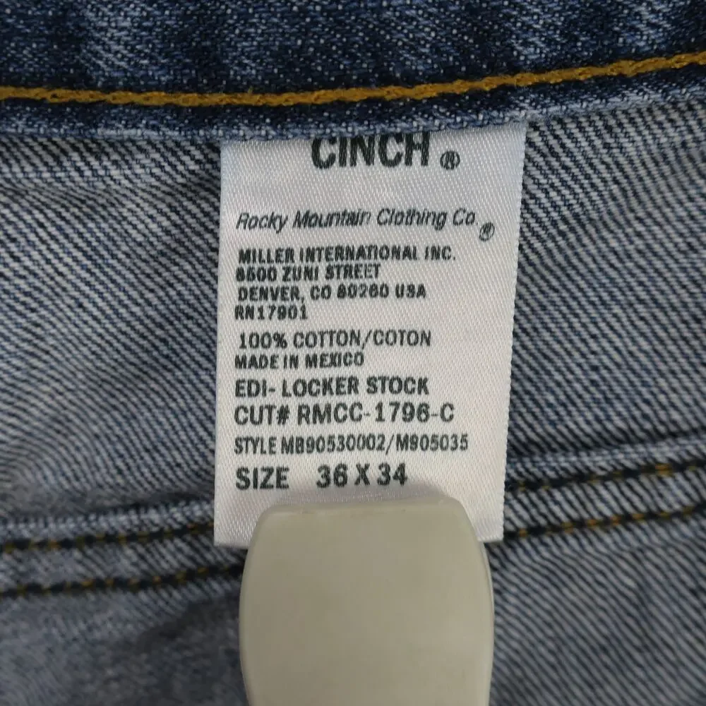Cinch Men's Western Jeans 36x34 Blue Denim Straight Leg Cowboy